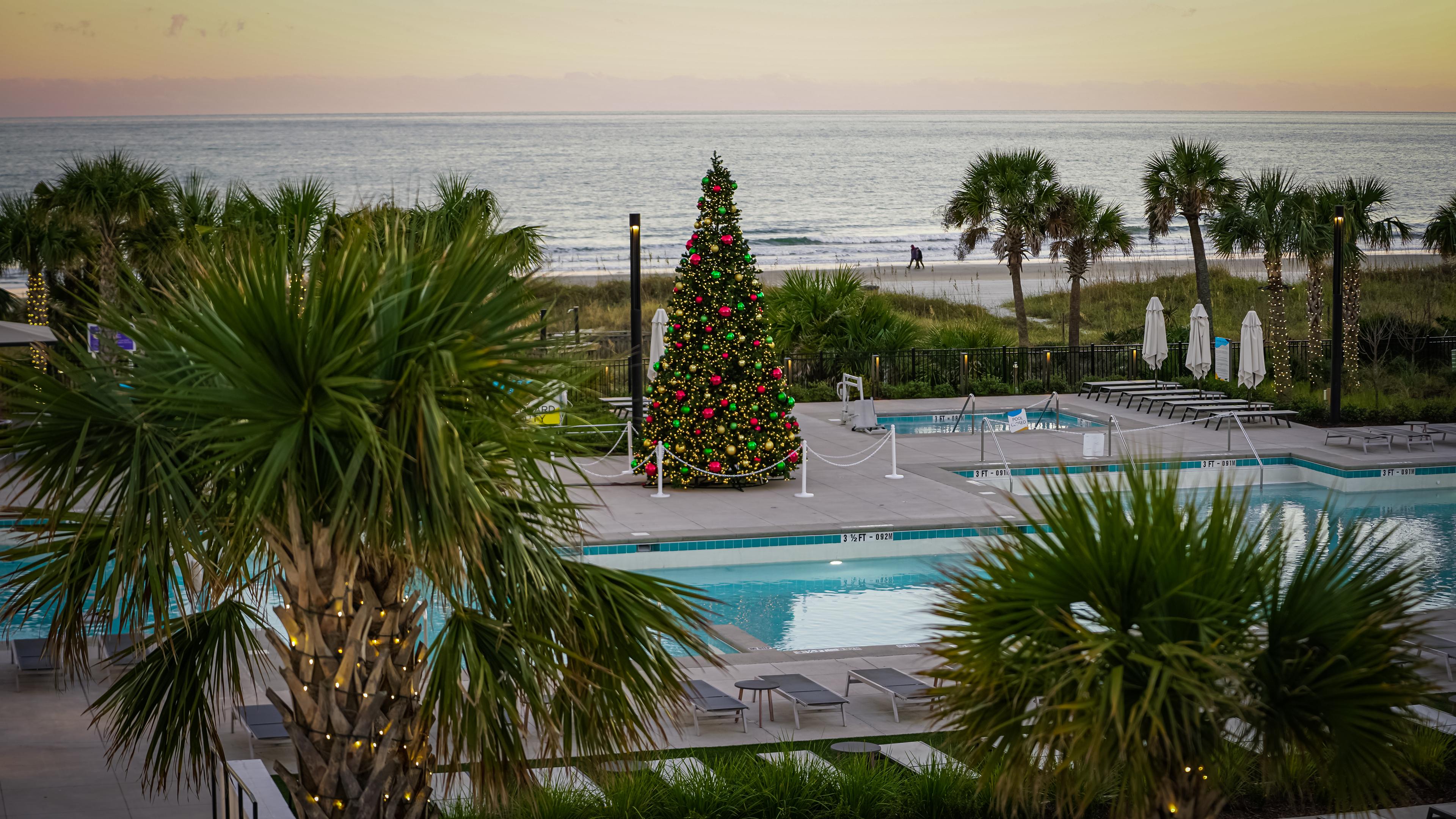Pool Deck Christmas Tree Lighting
